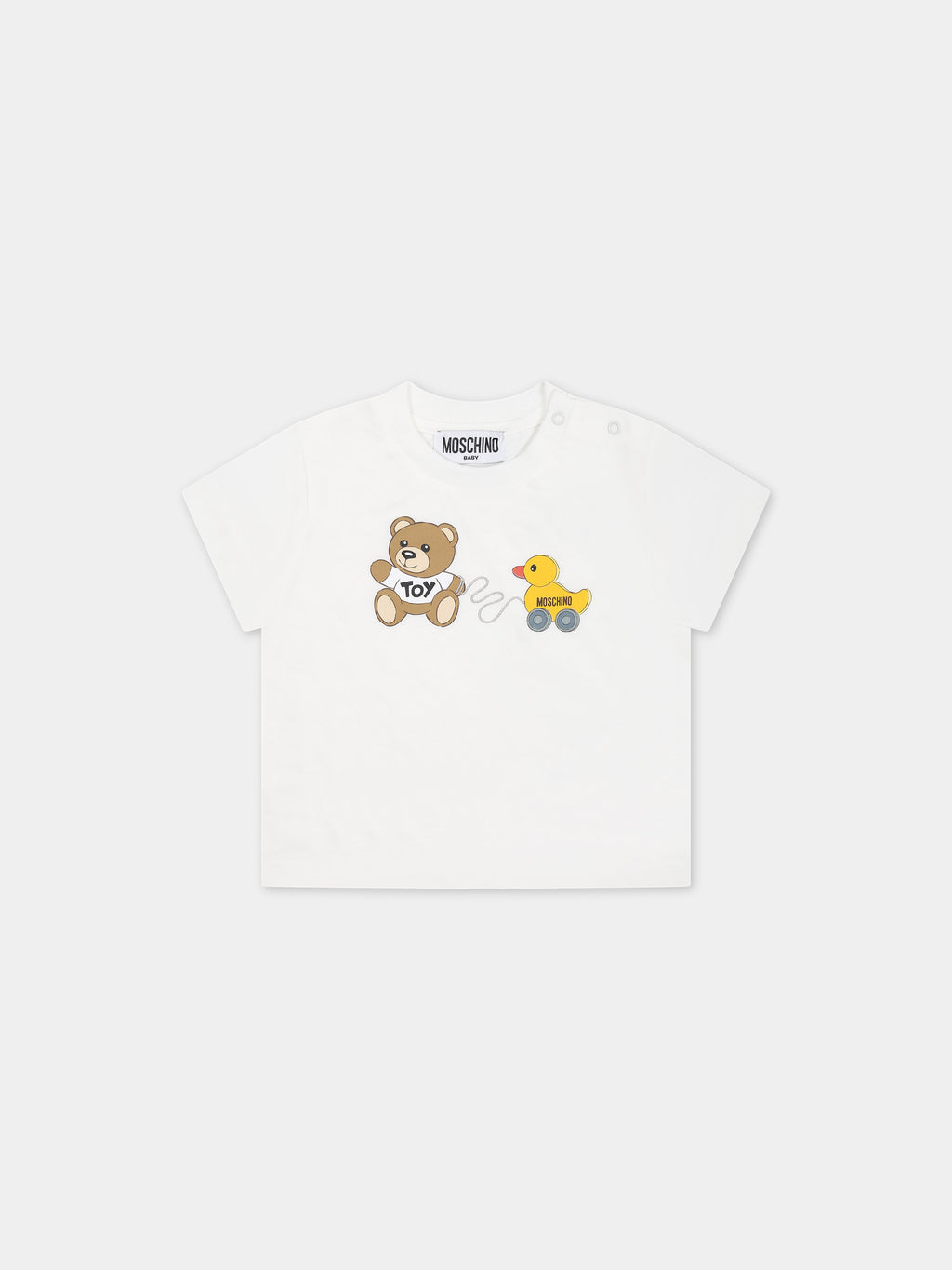 T-shirt bianca per neonati con Teddy Bear e paperella